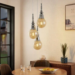 Lucande Gesja Pendellampe, 3-fl., Rund, Chrom -Lucande 9920027 1