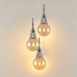 Lucande Gesja Pendellampe, 3-fl., Rund, Chrom -Lucande 9920027 3