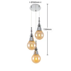 Lucande Gesja Pendellampe, 3-fl., Rund, Chrom -Lucande 9920027 6