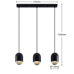 Lucande Amielle Pendellampe, Dreiflammig, Schwarz -Lucande 9920030 6