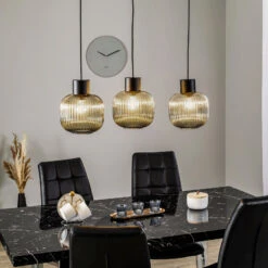 Lucande Lomeris Hängelampe, 3-fl, Lang, Rauchgrau -Lucande 9920038 1