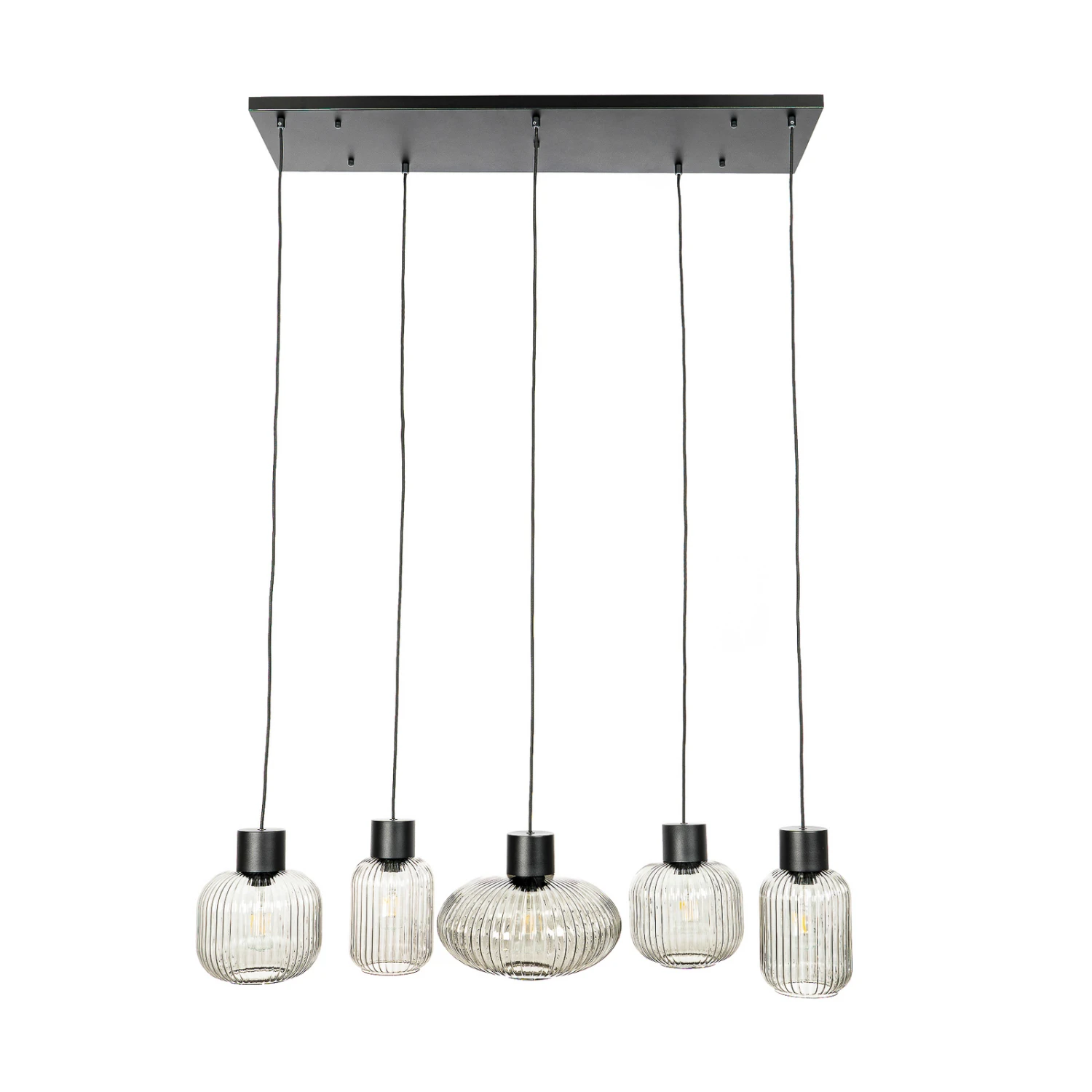 Lucande Lomeris Hängelampe, Fünfflammig, Rauchgrau 5 Lucande Lomeris Hängelampe, Fünfflammig, Rauchgrau – Bild 3