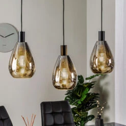 Lucande Marvelos Rauchglas-Hängelampe, Dreiflammig