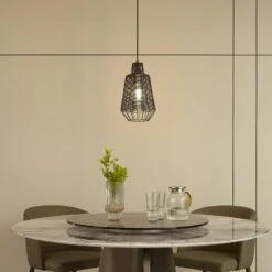 Lucande Tinko Käfig-Pendelleuchte, Schwarz, 20 Cm