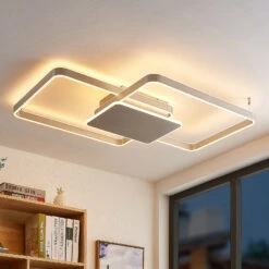 Lucande Kadira LED-Deckenlampe, 102 Cm, Nickel