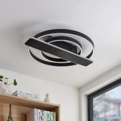 Lucande Linetti LED-Deckenlampe Rund Schwarz 13 Lucande Linetti LED-Deckenlampe Rund Schwarz -Lucande 9922011 2