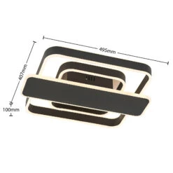 Lucande Linetti LED-Deckenlampe Eckig Schwarz 40cm -Lucande 9922015 4