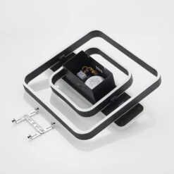 Lucande Linetti LED-Deckenlampe Eckig Schwarz 40cm -Lucande 9922015 8