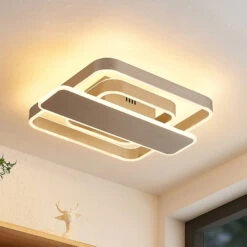 Lucande Linetti LED-Deckenlampe Eckig Nickel 40cm