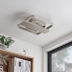 Lucande Linetti LED-Deckenlampe Eckig Nickel 40cm -Lucande 9922016 3
