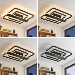 Lucande Linetti LED-Deckenlampe Eckig Schwarz 70cm -Lucande 9922017 1