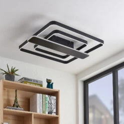 Lucande Linetti LED-Deckenlampe Eckig Schwarz 70cm -Lucande 9922017 2