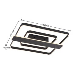 Lucande Linetti LED-Deckenlampe Eckig Schwarz 70cm -Lucande 9922017 4