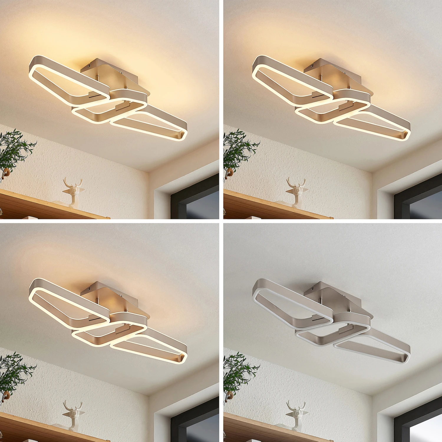 Lucande Quinn LED-Deckenlampe, Dreiflammig Nickel 4 Lucande Quinn LED-Deckenlampe, Dreiflammig Nickel – Bild 2