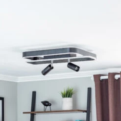 Lucande Stigla LED-Deckenleuchte, Eckig, Schwarz -Lucande 9922046 1