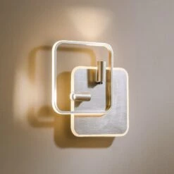 Lucande Tival LED-Deckenlampe, Eckig, 43cm, Nickel