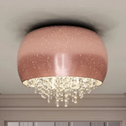 Lucande Elinara Kristall-Deckenlampe, 40 Cm Kupfer