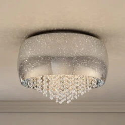 Lucande Elinara Kristall-Deckenlampe, 50 Cm Chrom