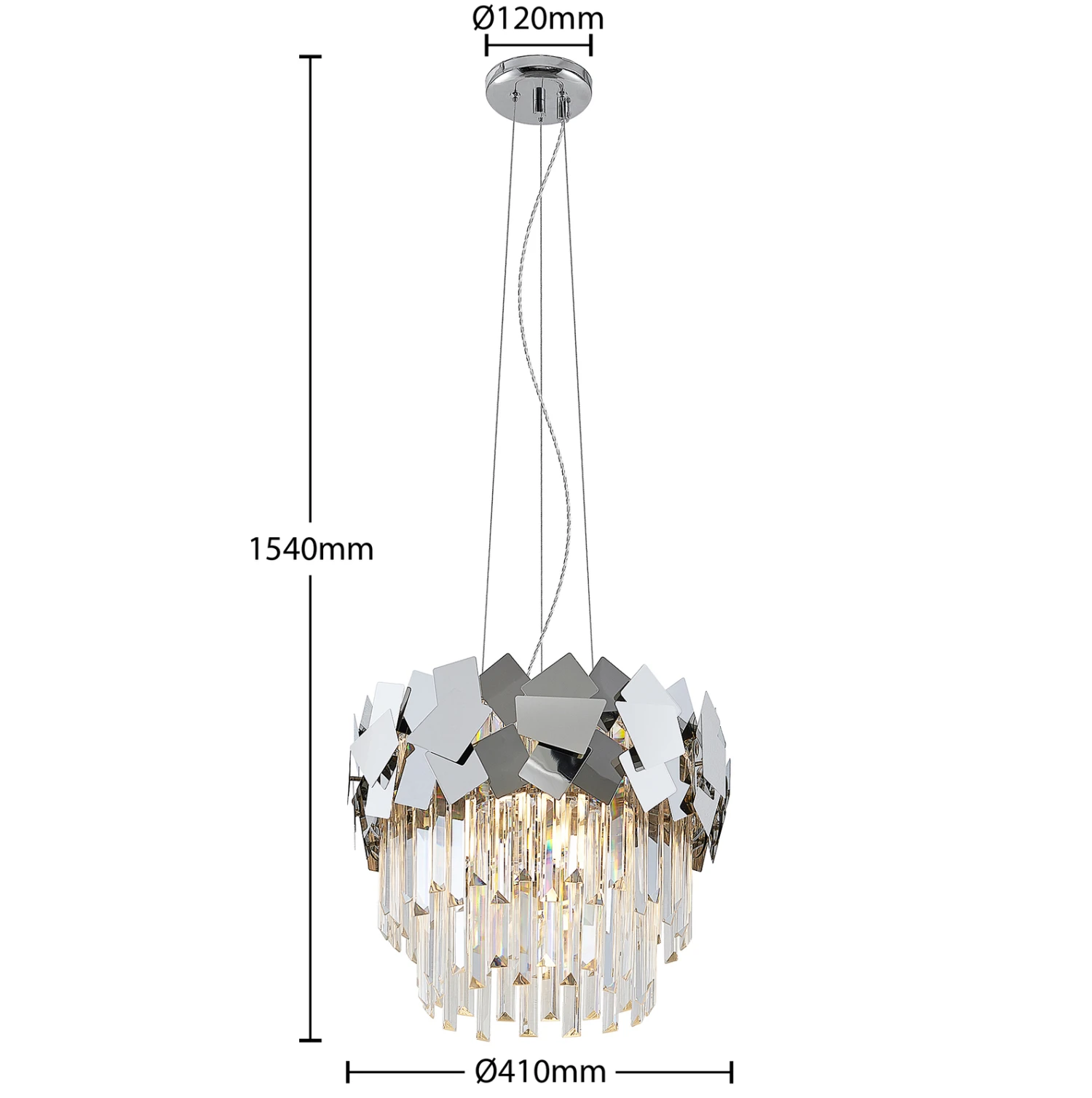 Lucande Miraia Kristall-Hängeleuchte, Verspiegelt 9 Lucande Miraia Kristall-Hängeleuchte, Verspiegelt – Bild 7