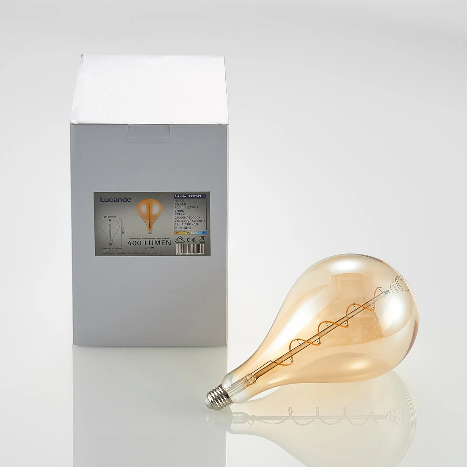 Lucande LED-Lampe E27 A160 4W 2.700K Dimmbar Amber 9 Lucande LED-Lampe E27 A160 4W 2.700K Dimmbar Amber – Bild 7