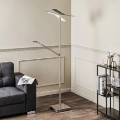 Lucande Kamari LED-Stehlampe Nickel M. Lesearm -Lucande 9940011 1