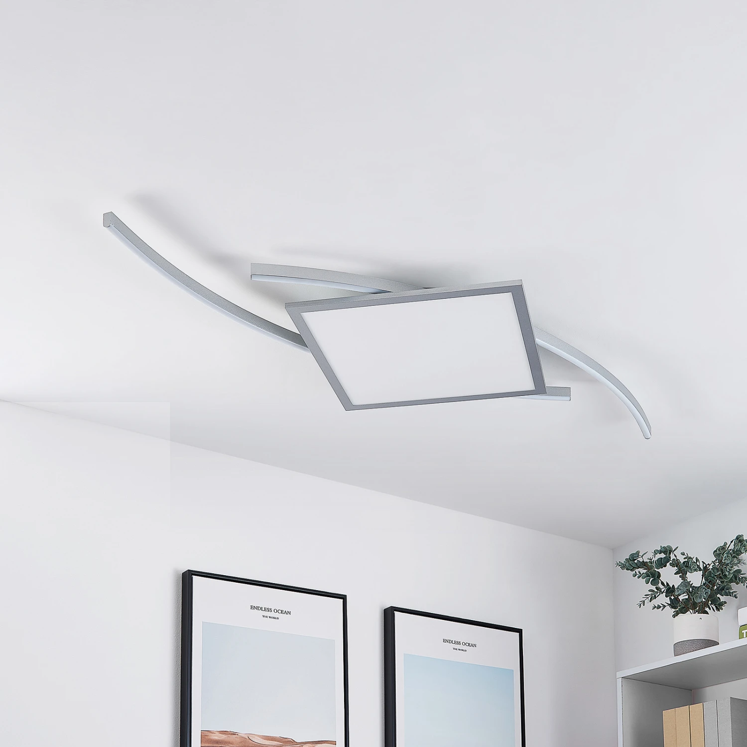 Lucande Tiaro LED-Deckenlampe, Eckig, 56,6 Cm, CCT 4 Lucande Tiaro LED-Deckenlampe, Eckig, 56,6 Cm, CCT – Bild 2