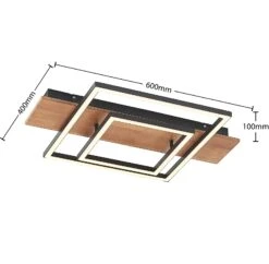 Lucande Chariska LED-Deckenlampe Holz Schwarz 60cm -Lucande 9956160 3