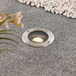 Lucande Runde LED-Bodeneinbauleuchte Doris, Edelstahl -Lucande 9969050 1