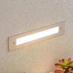 Lucande LED-Wandeinbauleuchte Roni, Edelstahl, 27 Cm