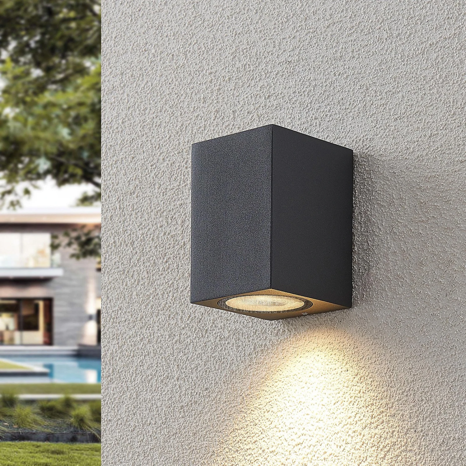 Lucande Außenwandstrahler Lavina, Dunkelgrau, GU10, 1-fl. 4 Lucande Außenwandstrahler Lavina, Dunkelgrau, GU10, 1-fl. – Bild 2