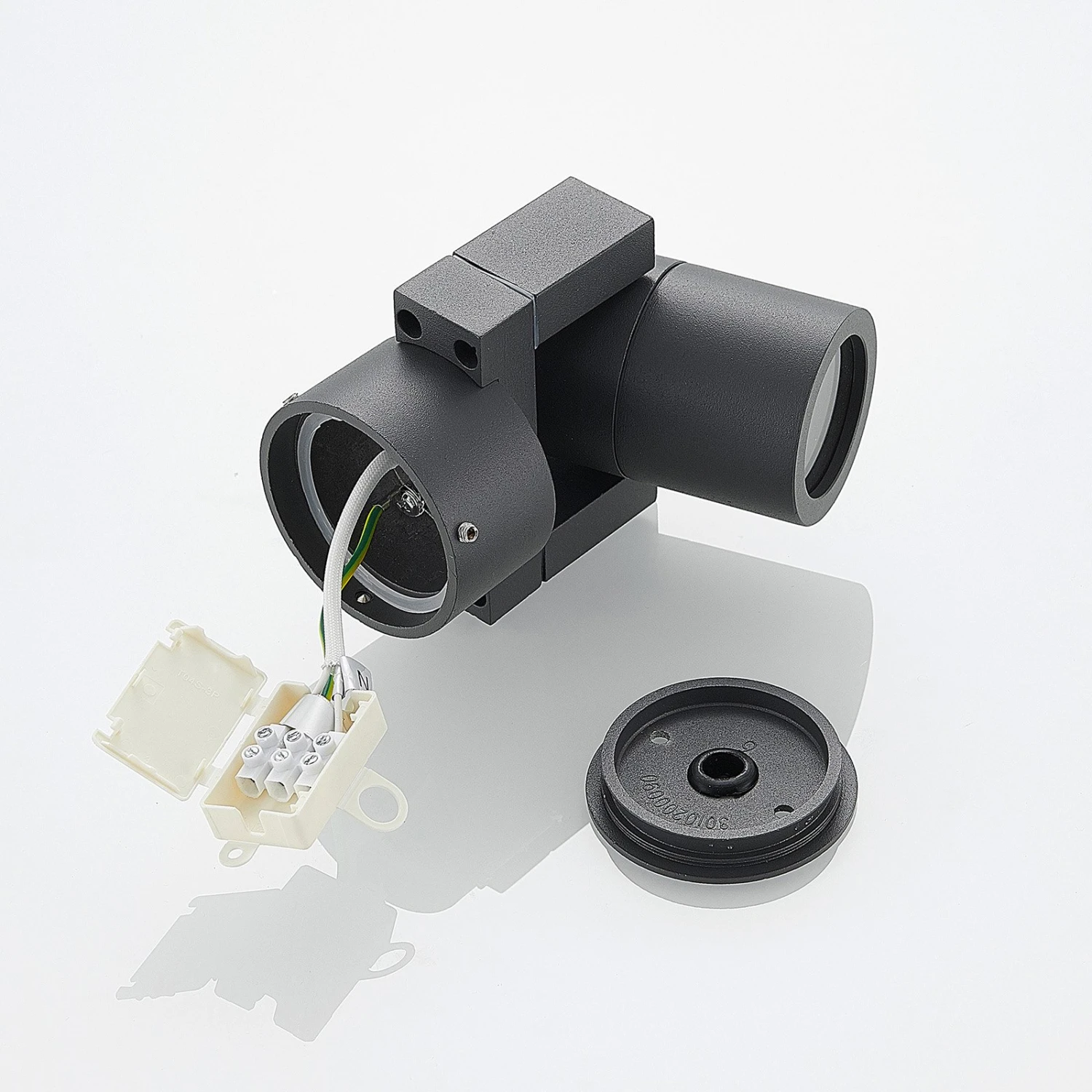 Lucande Außenwandstrahler Kavuna, Dunkelgrau, IP54, Rund 11 Lucande Außenwandstrahler Kavuna, Dunkelgrau, IP54, Rund – Bild 9