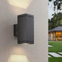 Lucande Stani Außenwandleuchte, E27, 2-flammig -Lucande 9969157 1