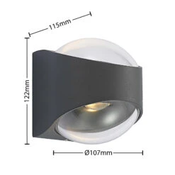 Lucande Almos LED-Außenwandleuchte, Gebogen, 2-fl. -Lucande 9969196 4