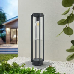 Lucande Tiras Sockelleuchte, Dunkelgrau, 56 Cm -Lucande 9969200 1