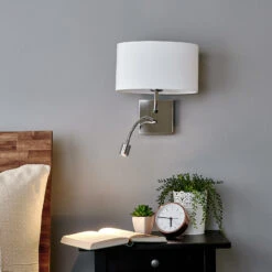 Lucande Weiße Stoff-Wandleuchte Karla Mit LED-Leselicht 12 Lucande Weiße Stoff-Wandleuchte Karla Mit LED-Leselicht -Lucande 9976009 2