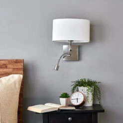Lucande Weiße Stoff-Wandleuchte Karla Mit LED-Leselicht 13 Lucande Weiße Stoff-Wandleuchte Karla Mit LED-Leselicht -Lucande 9976009 3