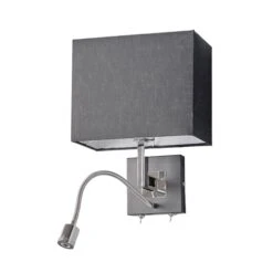 Lucande Schwarze Stoff-Wandlampe Rebekka Mit LED-Lesearm -Lucande 9976023 4