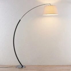 Lucande Bogen-Stehleuchte Evelyna Mit Stoffschirm -Lucande 9976110 3