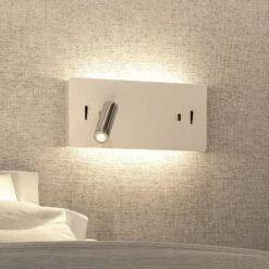 Lucande Kimo LED-Wandlampe Eckig, Weiß, USB-Slot