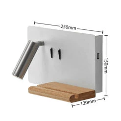 Lucande Kimo LED-Wandlampe USB Ablage Weiß/nickel -Lucande 9976137 4