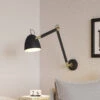 Lucande Nordin Wandlampe Schwarz/gold, Ausziehbar -Lucande 9976139