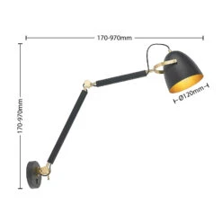 Lucande Nordin Wandlampe Schwarz/gold, Ausziehbar 15 Lucande Nordin Wandlampe Schwarz/gold, Ausziehbar -Lucande 9976139 4