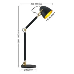 Lucande Nordin Tischlampe Schwarz/gold Verstellbar -Lucande 9976140 5