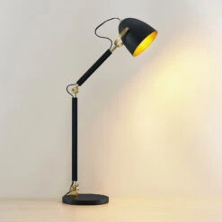 Lucande Nordin Tischlampe Schwarz/gold Verstellbar -Lucande 9976140 6