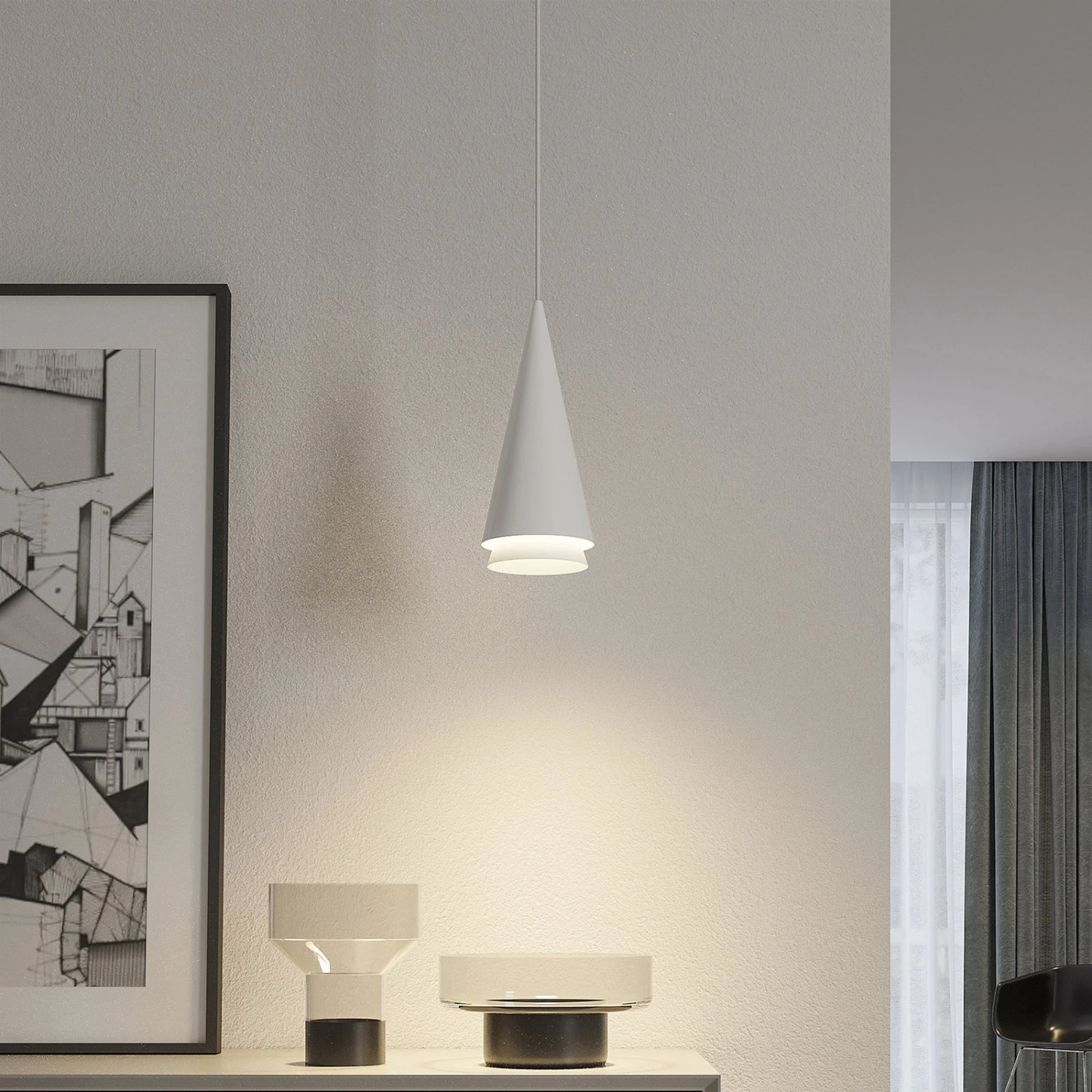 Lucande Naoh Hängeleuchte, Einflammig, Weiß 4 Lucande Naoh Hängeleuchte, Einflammig, Weiß – Bild 2