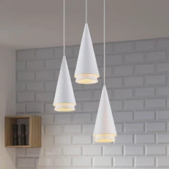 Lucande Naoh Hängeleuchte Rondell, 3-flg., Weiß