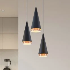 Lucande Naoh Hängeleuchte Rondell, 3-flg., Schwarz