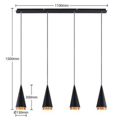 Lucande Naoh Hängeleuchte 4-fl., Schwarz/kupfer -Lucande 9976155 4