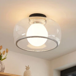 Lucande Tellima LED-Deckenleuchte, Klarglas